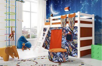 Полувысокая кровать Соня с наклонной лестницей (вариант 6) в Магнитогорске - magnitogorsk.mebel-74.com | фото