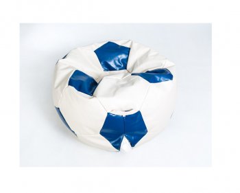 Кресло-мешок Мяч большой Экокожа бело-синее в Магнитогорске - magnitogorsk.mebel-74.com | фото