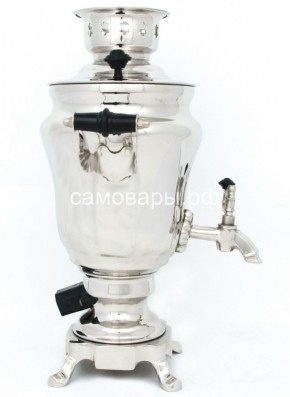 Электрический самовар из латуни никелированный на 1,5 литра форма "Тюльпан" с защитой от выкипания в Магнитогорске - magnitogorsk.mebel-74.com | фото