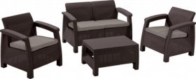 Комплект мебели Корфу сет (Corfu set) коричневый - серо-бежевый * в Магнитогорске - magnitogorsk.mebel-74.com | фото