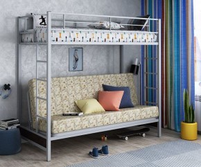 Кровать двухъярусная с диваном "Мадлен" (Серый/Фиолетовый) в Магнитогорске - magnitogorsk.mebel-74.com | фото