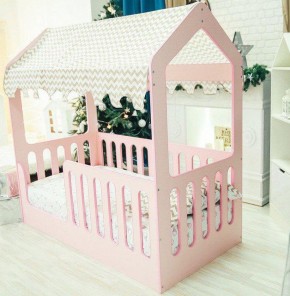 Кровать-домик без ящика 800*1600 (Розовый) в Магнитогорске - magnitogorsk.mebel-74.com | фото