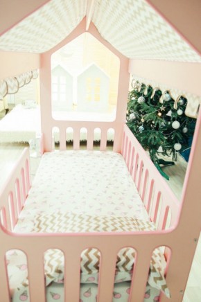 Кровать-домик без ящика 800*1600 (Розовый) в Магнитогорске - magnitogorsk.mebel-74.com | фото