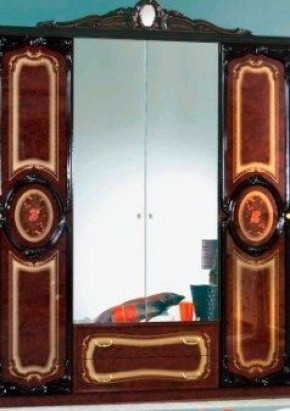 Шкаф 4-х дверный с зеркалами (01.144) Роза (могано) в Магнитогорске - magnitogorsk.mebel-74.com | фото