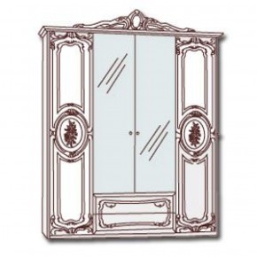 Шкаф 4-х дверный с зеркалами (01.144) Роза (могано) в Магнитогорске - magnitogorsk.mebel-74.com | фото