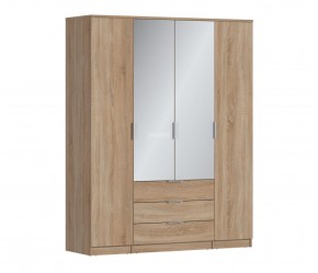 Шкаф 4х дверный с зеркалами Николь СБ-2595/1 (Дуб Сонома) в Магнитогорске - magnitogorsk.mebel-74.com | фото