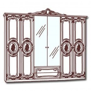 Шкаф 6-и дверный с зеркалами (01.146) Роза (беж) в Магнитогорске - magnitogorsk.mebel-74.com | фото