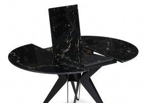 Стол стеклянный Рикла 110(150)х110х76 черный мрамор / черный в Магнитогорске - magnitogorsk.mebel-74.com | фото